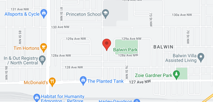 map of 12827 78 ST NW